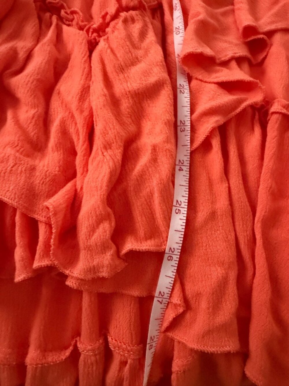 Strapless High-Low Ruffle Dress — Orange | S - Picture 6 of 7